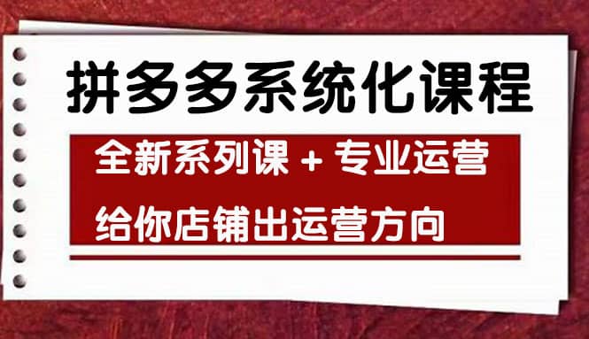 车神陪跑，拼多多系统化课程，全新系列课+专业运营给你店铺出运营方向汇创网-网创项目_汇创网_中创网_福缘网_冒泡网_资源整合平台汇创网