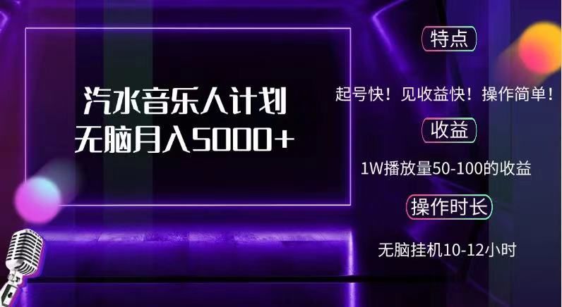 抖音汽水音乐人，计划无脑月入5000+汇创网-网创项目_汇创网_中创网_福缘网_冒泡网_资源整合平台汇创网