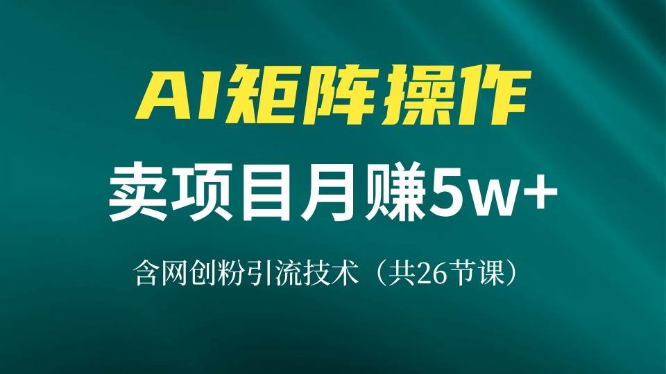 （13335期）网创IP打造课，借助AI卖项目月赚5万+，含引流技术（共26节课）汇创网-网创项目_汇创网_中创网_福缘网_冒泡网_资源整合平台汇创网