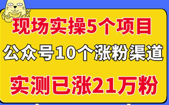 现场实操5个公众号项目，10个涨粉渠道，实测已涨21万粉！汇创网-网创项目_汇创网_中创网_福缘网_冒泡网_网创项目平台汇创网