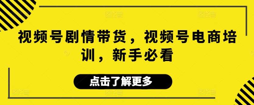 视频号剧情带货，视频号电商培训，新手必看汇创网-网创项目_汇创网_中创网_福缘网_冒泡网_资源整合平台汇创网