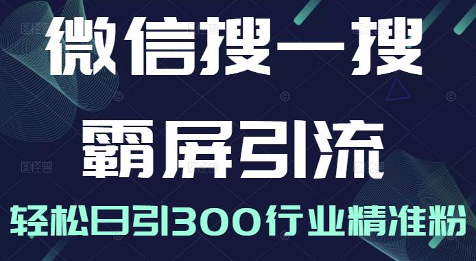 微信搜一搜霸屏引流课，打造被动精准引流系统，轻松日引300行业精准粉【无水印】汇创网-网创项目_汇创网_中创网_福缘网_冒泡网_资源整合平台汇创网