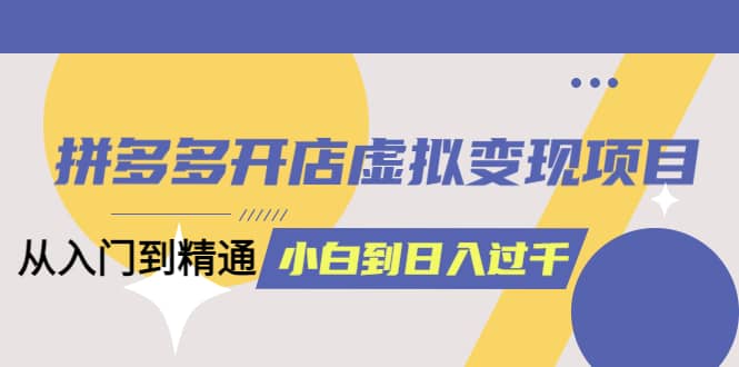 拼多多开店虚拟变现项目：入门到精通 从小白到日入1000（完整版）4月10更新汇创网-网创项目_汇创网_中创网_福缘网_冒泡网_网创项目平台汇创网