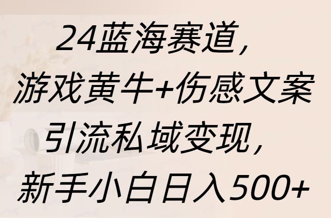 24蓝海赛道，游戏黄牛+伤感文案引流私域变现，新手日入500+汇创网-网创项目_汇创网_中创网_福缘网_冒泡网_资源整合平台汇创网