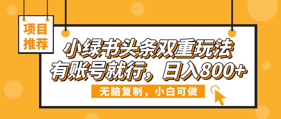 小绿书头条双重玩法，有账号就行，日入800+汇创网-网创项目_汇创网_中创网_福缘网_冒泡网_资源整合平台汇创网