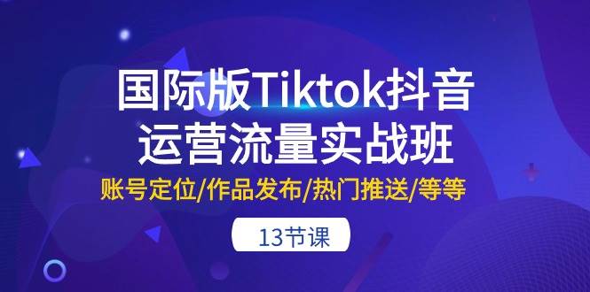 国际版Tiktok抖音运营流量实战班：账号定位/作品发布/热门推送/等等-13节汇创网-网创项目_汇创网_中创网_福缘网_冒泡网_资源整合平台汇创网