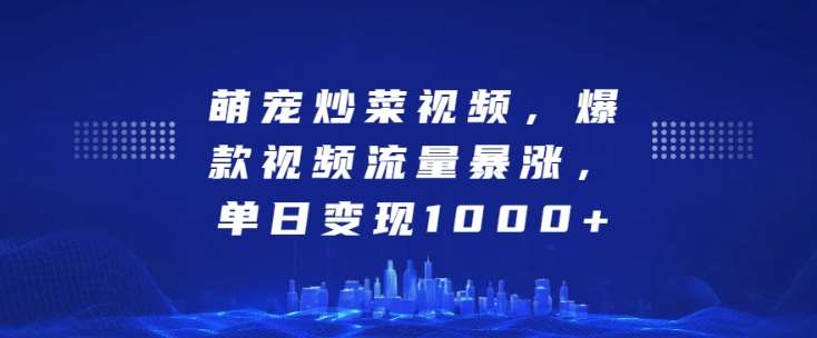萌宠炒菜视频，爆款视频流量暴涨，单日变现1k汇创网-网创项目_汇创网_中创网_福缘网_冒泡网_网创项目平台汇创网