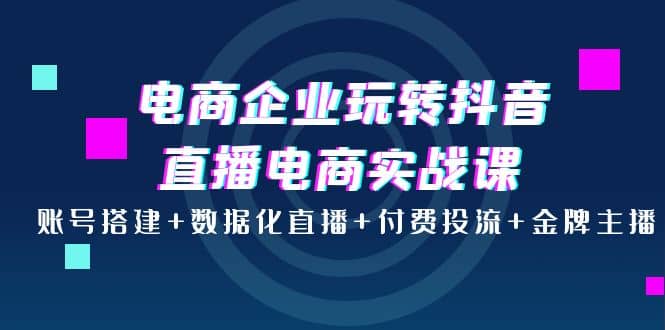 电商企业玩转抖音直播电商实战课：账号搭建+数据化直播+付费投流+金牌主播汇创网-网创项目_汇创网_中创网_福缘网_冒泡网_资源整合平台汇创网