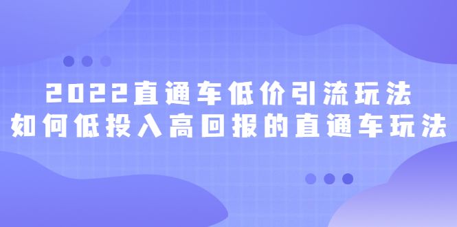 2022直通车低价引流玩法，教大家如何低投入高回报的直通车玩法汇创网-网创项目_汇创网_中创网_福缘网_冒泡网_资源整合平台汇创网