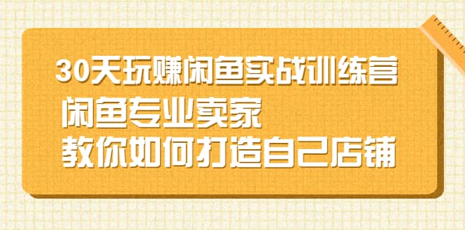 30天玩赚闲鱼实战训练营，闲鱼专业卖家教你如何打造自己店铺汇创网-网创项目_汇创网_中创网_福缘网_冒泡网_资源整合平台汇创网