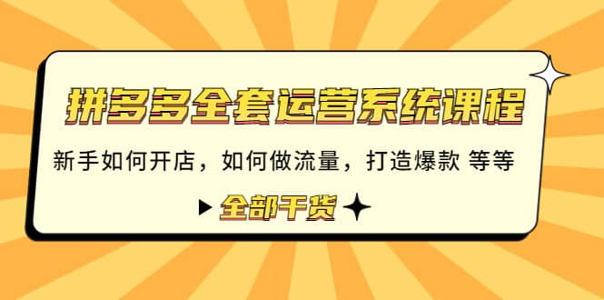 拼多多全套运营系统课程：新手如何开店 如何做流量 打造爆款 等等 全部干货汇创网-网创项目_汇创网_中创网_福缘网_冒泡网_网创项目平台汇创网