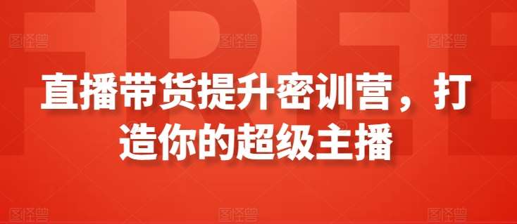 直播带货提升密训营，打造你的超级主播汇创网-网创项目_汇创网_中创网_福缘网_冒泡网_网创项目平台汇创网