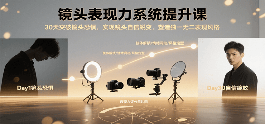 镜头表现力系统提升课，30天突破镜头恐惧实现自信蜕变，塑造独一无二表现风格汇创网-网创项目_汇创网_中创网_福缘网_冒泡网_资源整合平台汇创网