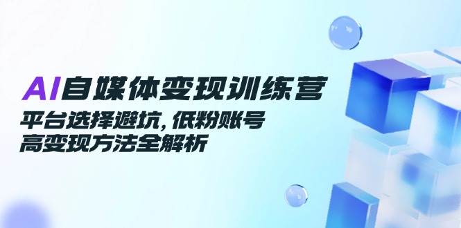 AI自媒体变现训练营，平台选择避坑，低粉账号高变现方法全解析汇创网-网创项目_汇创网_中创网_福缘网_冒泡网_资源整合平台汇创网