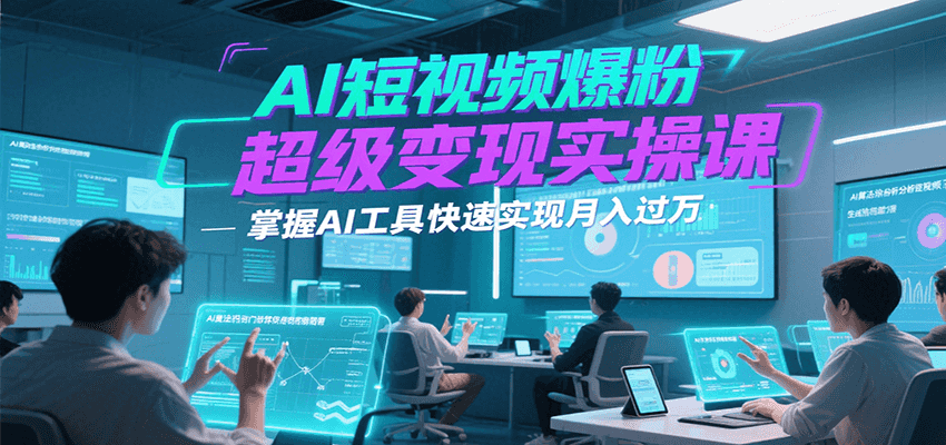 AI短视频爆粉超级变现实操课，掌握AI工具快速实现月入过万汇创网-网创项目_汇创网_中创网_福缘网_冒泡网_资源整合平台汇创网