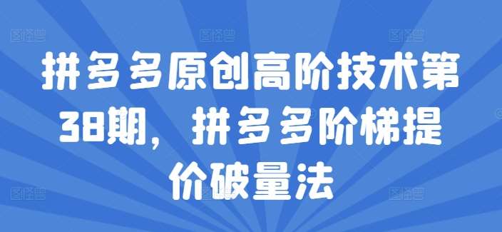 拼多多原创高阶技术第38期，拼多多阶梯提价破量法汇创网-网创项目_汇创网_中创网_福缘网_冒泡网_资源整合平台汇创网