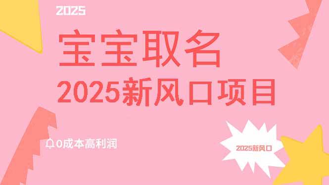 （14593期）2025新风口项目宝宝取名，0成本高利润，附保姆级教程，月入过万不是梦汇创网-网创项目_汇创网_中创网_福缘网_冒泡网_资源整合平台汇创网