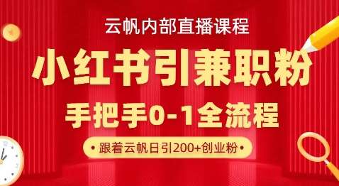 云帆内部直播课，小红书引流兼职粉教程，日引500+月变现过W汇创网-网创项目_汇创网_中创网_福缘网_冒泡网_资源整合平台汇创网