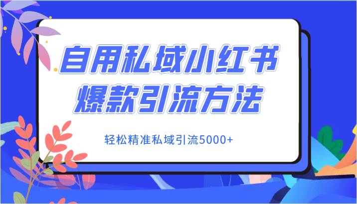 自用私域小红书爆款引流方法，轻松精准私域引流5000+网创项目_汇创网_中创网_福缘网_冒泡网_资源整合平台汇创网