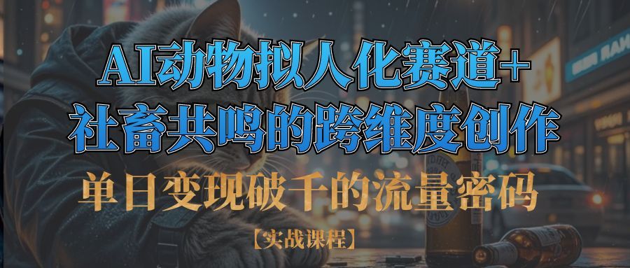 单日变现破千的流量密码,AI动物拟人化赛道+社畜共鸣的跨维度创作汇创网-网创项目_汇创网_中创网_福缘网_冒泡网_资源整合平台汇创网