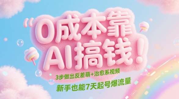0成本靠AI搞钱！3步做出反差萌+治愈系视频，新手也能7天起号爆流量汇创网-网创项目_汇创网_中创网_福缘网_冒泡网_资源整合平台汇创网