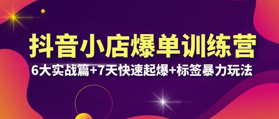 抖音小店爆单训练营VIP线下课：6大实战篇+7天快速起爆+标签暴力玩法(32节)汇创网-网创项目_汇创网_中创网_福缘网_冒泡网_网创项目平台汇创网