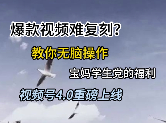 视频号4.0重磅上线，爆款视频难复刻？教你无脑操作宝妈学生党的福利【揭秘】汇创网-网创项目_汇创网_中创网_福缘网_冒泡网_资源整合平台汇创网