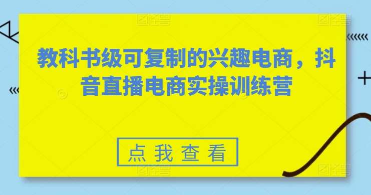 教科书级可复制的兴趣电商，抖音直播电商实操训练营汇创网-网创项目_汇创网_中创网_福缘网_冒泡网_网创项目平台汇创网