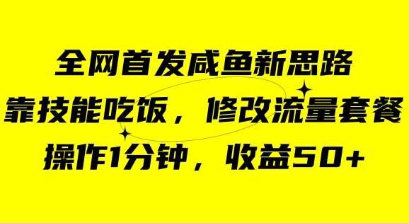 咸鱼冷门新玩法，靠“技能吃饭”，修改流量套餐，操作1分钟，收益50【揭秘】汇创网-网创项目_汇创网_中创网_福缘网_冒泡网_资源整合平台汇创网