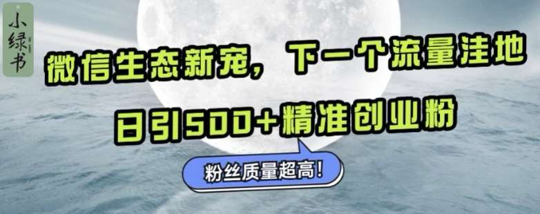 微信生态新宠小绿书：下一个流量洼地，日引500+精准创业粉，粉丝质量超高汇创网-网创项目_汇创网_中创网_福缘网_冒泡网_网创项目平台汇创网
