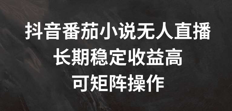 抖音番茄小说无人直播，长期稳定收益高，可矩阵操作【揭秘】汇创网-网创项目_汇创网_中创网_福缘网_冒泡网_资源整合平台汇创网