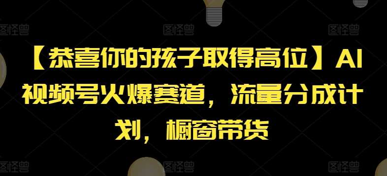 【恭喜你的孩子取得高位】AI视频号火爆赛道，流量分成计划，橱窗带货【揭秘】汇创网-网创项目_汇创网_中创网_福缘网_冒泡网_资源整合平台汇创网