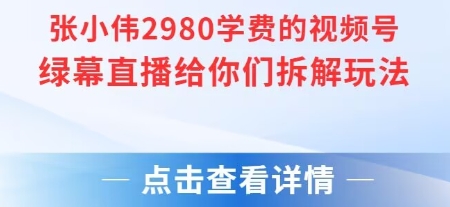 张小伟2980付费额视频号绿幕直播给你们拆解玩法汇创网-网创项目_汇创网_中创网_福缘网_冒泡网_网创项目平台汇创网