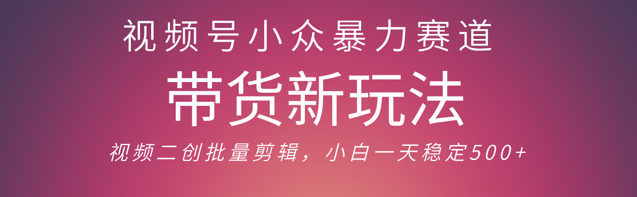 视频号小众暴力赛道，最新带货玩法 小白也能轻松日入500+ 保姆及教程汇创网-网创项目_汇创网_中创网_福缘网_冒泡网_资源整合平台汇创网