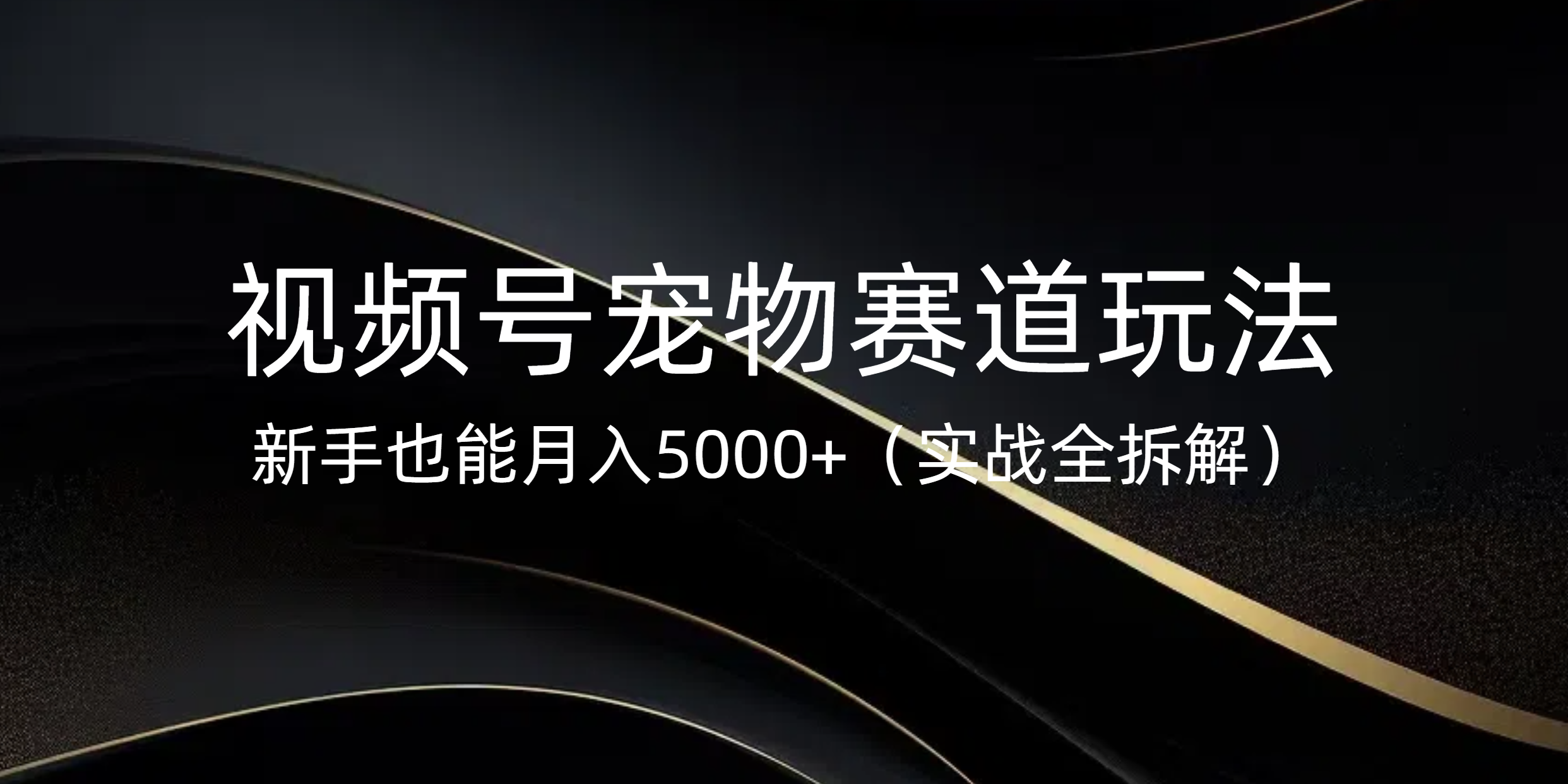 视频号宠物赛道玩法，新手也能月入5000+（实战全拆解）汇创网-网创项目_汇创网_中创网_福缘网_冒泡网_资源整合平台汇创网