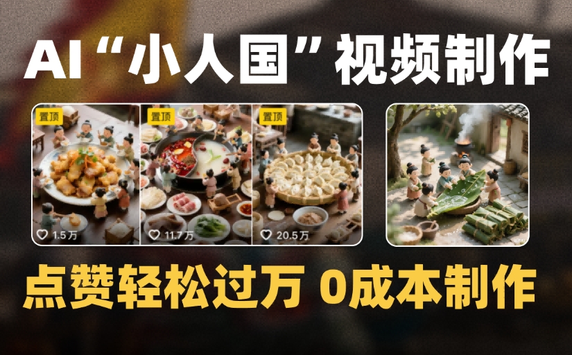 爆款1000W+微缩景观迷你小人国AI视频，0成本制作全流程教学网创项目_汇创网_中创网_福缘网_冒泡网_资源整合平台汇创网