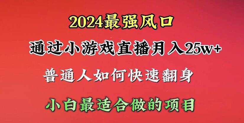 （10020期）2024年最强风口，通过小游戏直播月入25w+单日收益5000+小白最适合做的项目汇创网-网创项目_汇创网_中创网_福缘网_冒泡网_资源整合平台汇创网