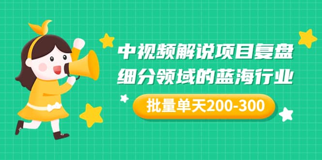 某付费文章：中视频解说项目复盘：细分领域的蓝海行业 批量单天200-300收益汇创网-网创项目_汇创网_中创网_福缘网_冒泡网_资源整合平台汇创网