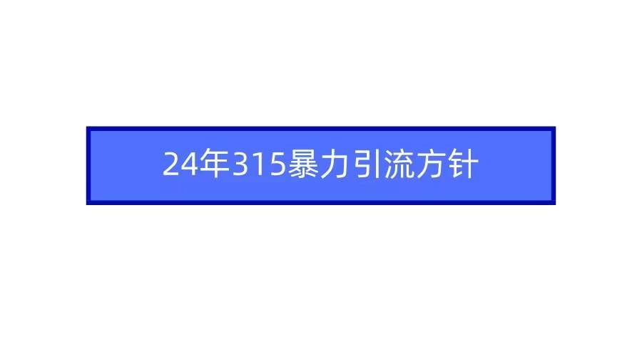 （9398期）2024年315暴力引流方针汇创网-网创项目_汇创网_中创网_福缘网_冒泡网_资源整合平台汇创网