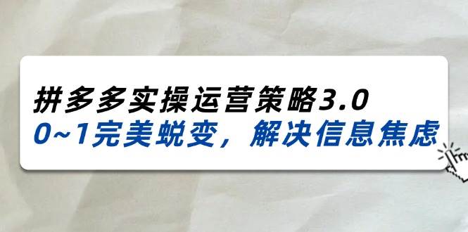 （11658期）2024_2025拼多多实操运营策略3.0，0~1完美蜕变，解决信息焦虑（38节）汇创网-网创项目_汇创网_中创网_福缘网_冒泡网_资源整合平台汇创网