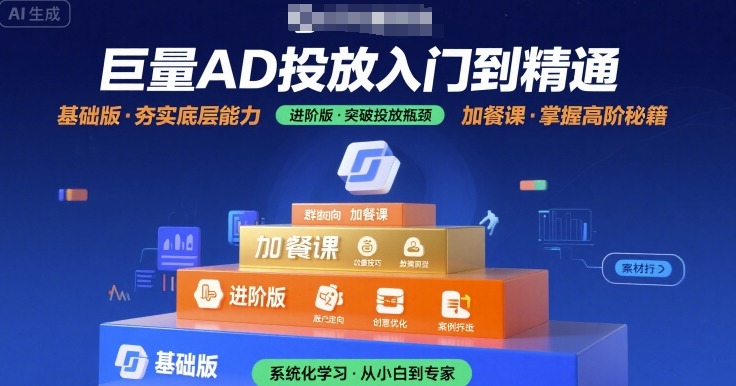 巨量AD投放入门到精通，基础版+进阶版+加餐课汇创网-网创项目_汇创网_中创网_福缘网_冒泡网_资源整合平台汇创网