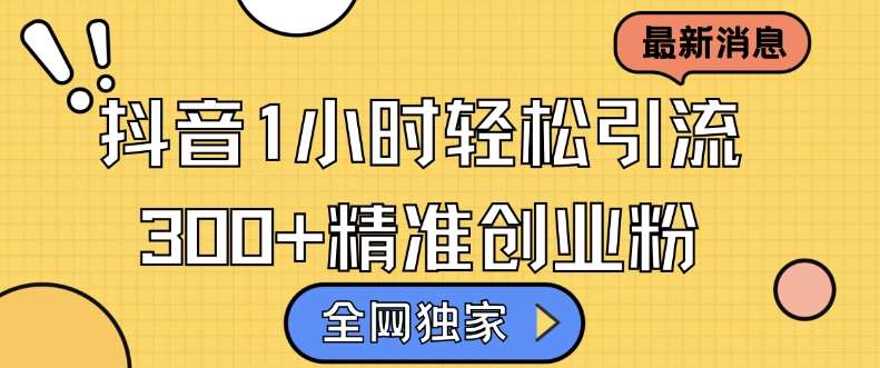 全网独家抖音引流，轻松日引300+精准创业粉【揭秘】汇创网-网创项目_汇创网_中创网_福缘网_冒泡网_资源整合平台汇创网