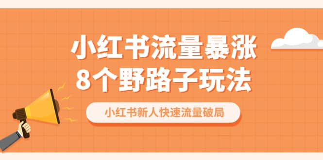 小红书流量-暴涨8个野路子玩法：小红书新人快速流量破局（8节课）汇创网-网创项目_汇创网_中创网_福缘网_冒泡网_资源整合平台汇创网