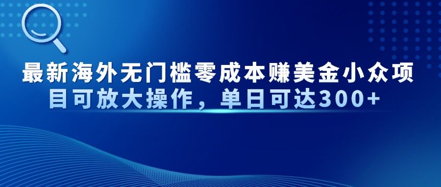 最新海外无门槛美金小众项目可放大操作，单日可达300+汇创网-网创项目_汇创网_中创网_福缘网_冒泡网_资源整合平台汇创网