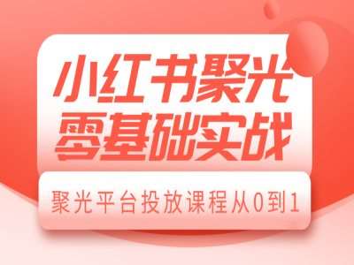 小红书聚光零基础实战，聚光平台投放课程从0到1汇创网-网创项目_汇创网_中创网_福缘网_冒泡网_资源整合平台汇创网