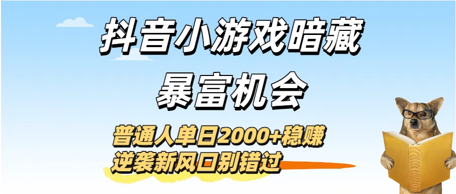 抖音小游戏暗藏暴富机会！普通人单日2000+稳赚，逆袭新风口别错过汇创网-网创项目_汇创网_中创网_福缘网_冒泡网_资源整合平台汇创网