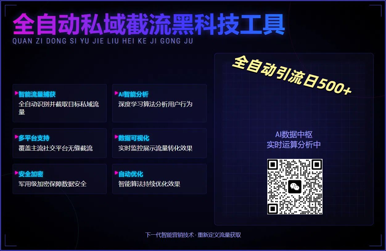 全自动私域截流黑科技工具——全自动引流日500+汇创网-网创项目_汇创网_中创网_福缘网_冒泡网_资源整合平台汇创网