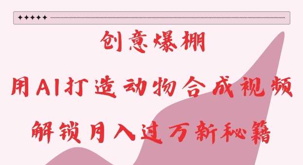 创意爆棚，用AI打造动物合成视频，解锁月入过W新秘籍【揭秘】汇创网-网创项目_汇创网_中创网_福缘网_冒泡网_资源整合平台汇创网