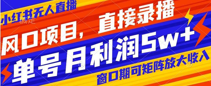风口项目，小红书无人直播带货，直接录播，可矩阵，月入5w+【揭秘】汇创网-网创项目_汇创网_中创网_福缘网_冒泡网_网创项目平台汇创网