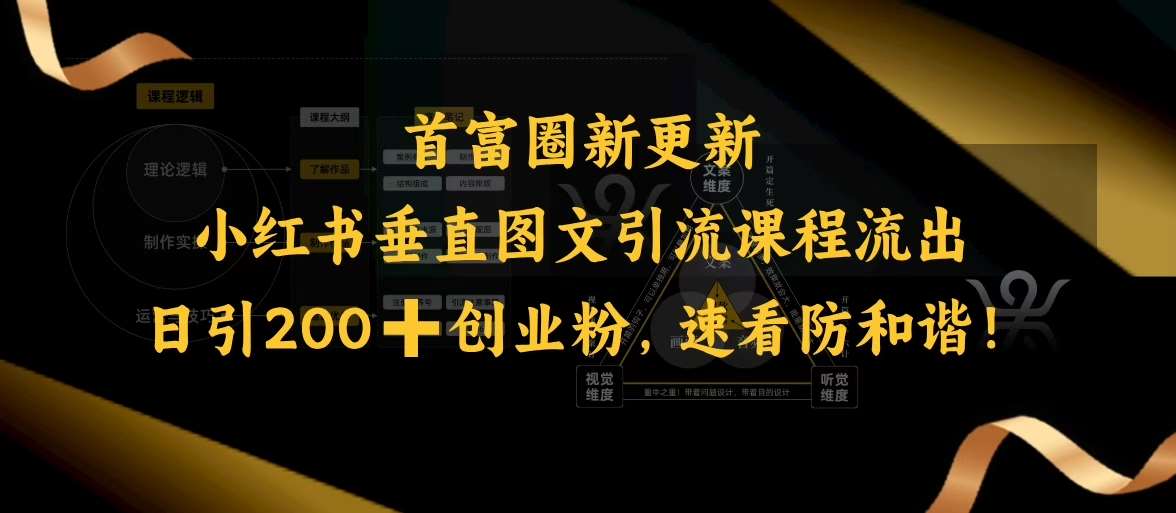 小红书垂直图文引流课程流出，日引200+创业粉，速看防和谐汇创网-网创项目_汇创网_中创网_福缘网_冒泡网_资源整合平台汇创网